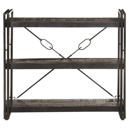 3-Tier Bookcase Black 90x30x80 cm Solid Mango Wood