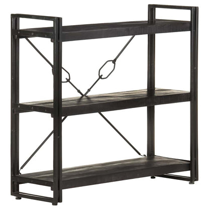 3-Tier Bookcase Black 90x30x80 cm Solid Mango Wood