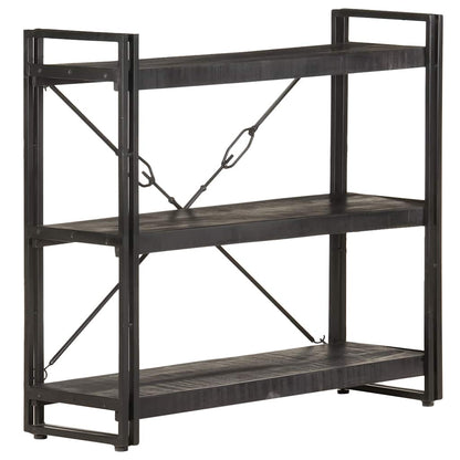 3-Tier Bookcase Black 90x30x80 cm Solid Mango Wood