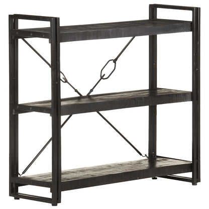 3-Tier Bookcase Black 90x30x80 cm Solid Mango Wood