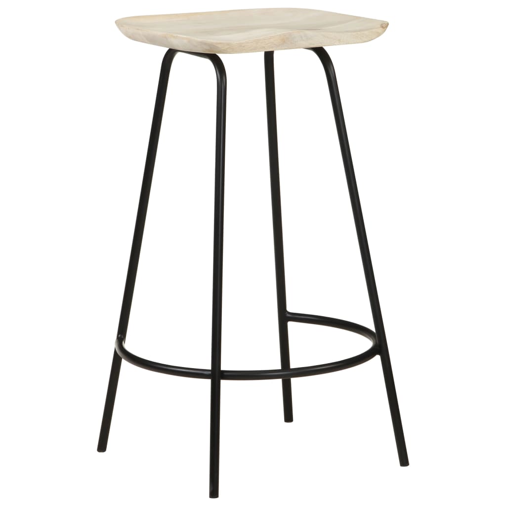 Stylish Bar Stools 4 pcs Solid Mango Wood featuring built-in footrests for added comfort and sturdy design.