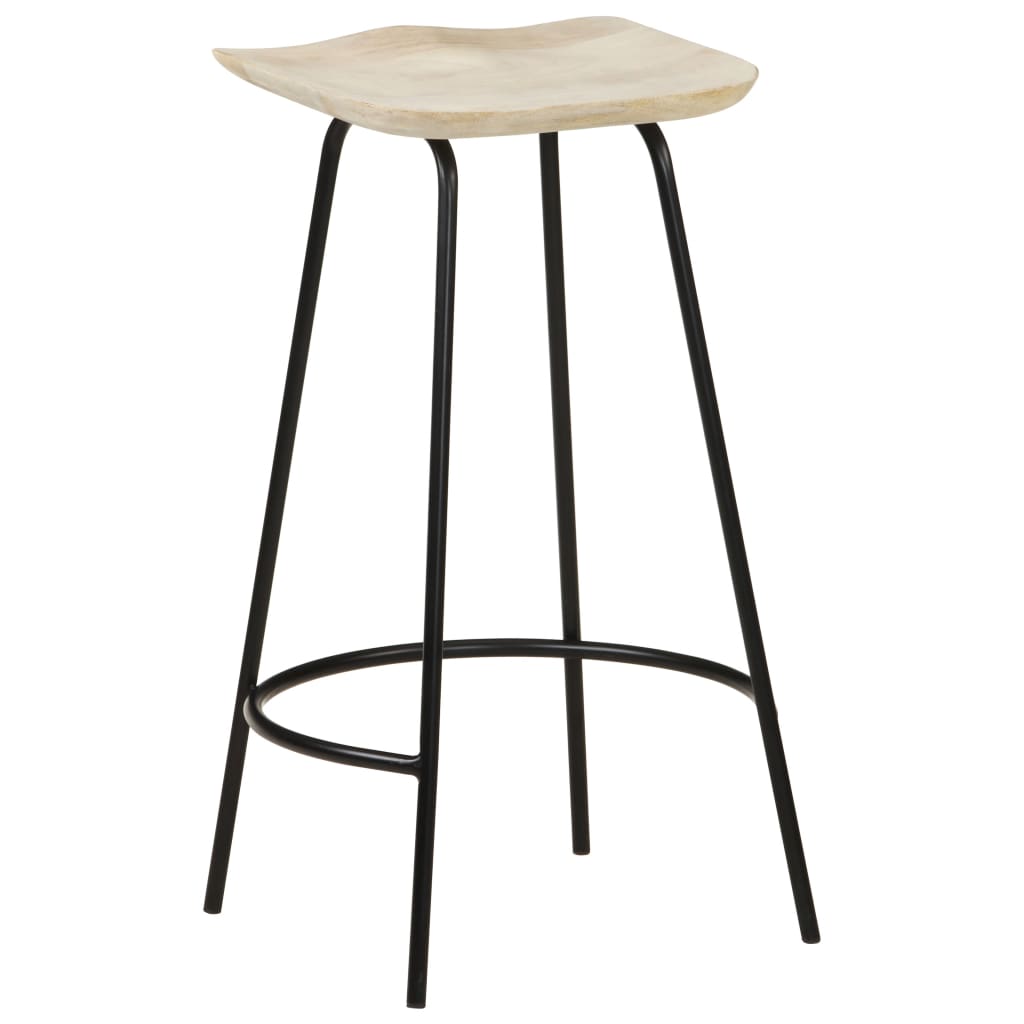 Stylish bar stools set of 4 made from solid mango wood, showcasing a unique bleached finish, ideal for home decor.