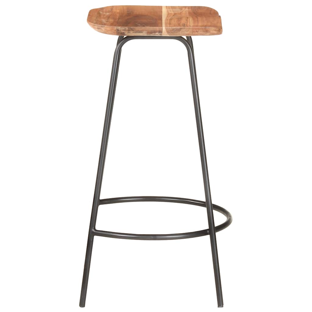 Stylish solid acacia wood bar stools featuring built-in footrests, ideal for comfort and support.
