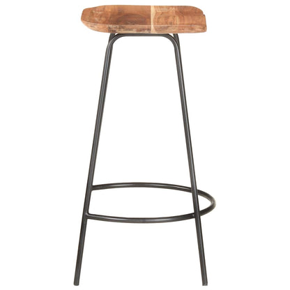 Stylish solid acacia wood bar stools featuring built-in footrests, ideal for comfort and support.