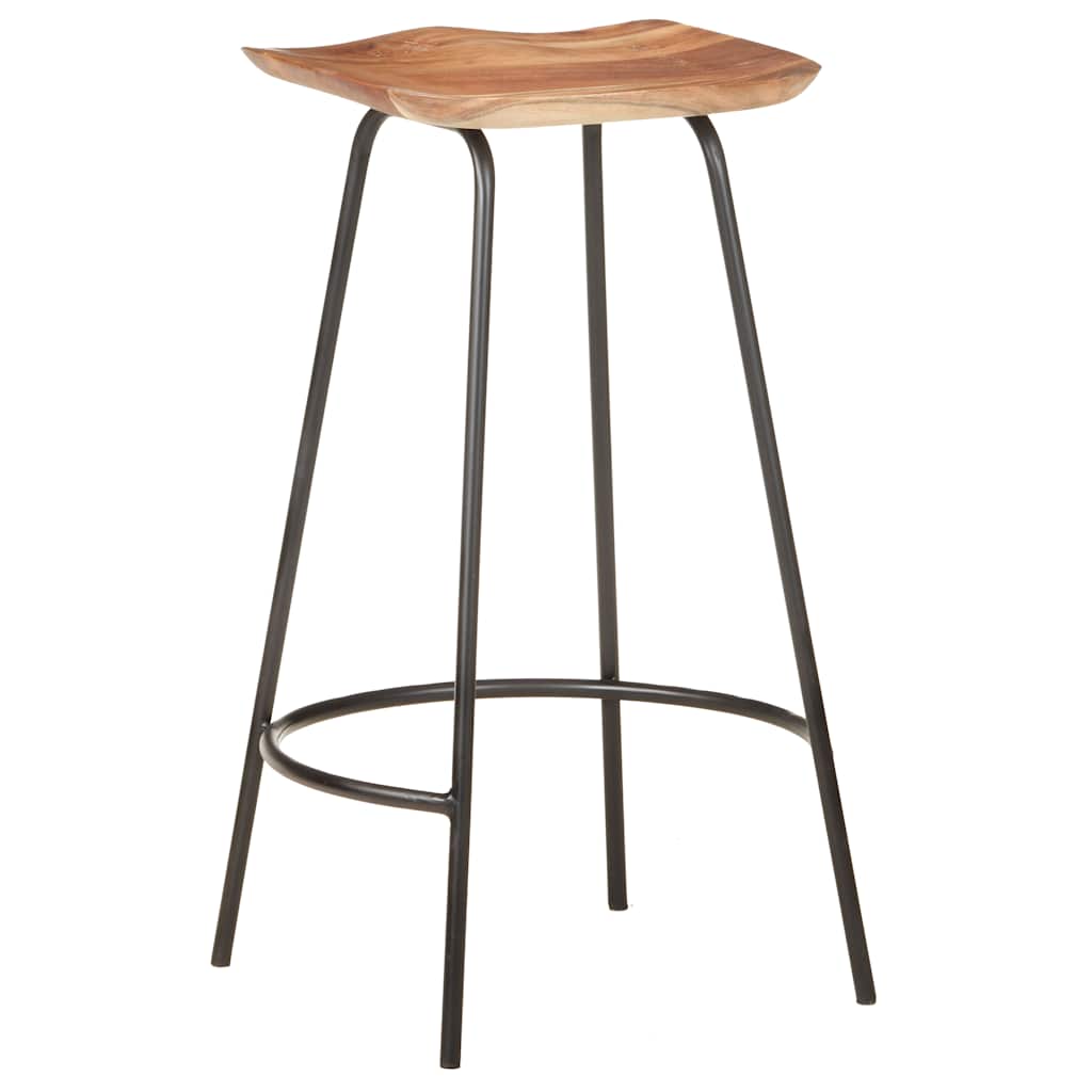 Unique bar stools made from solid acacia wood, highlighting the natural finish and craftsmanship.