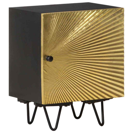 322680 vidaXL Bedside Cabinet with Brass Front 40x30x50 cm Solid Mango Wood