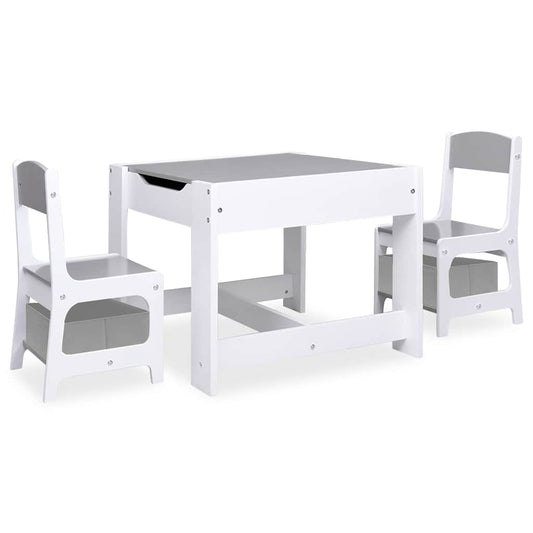 80283 vidaXL Children's Table with 2 Chairs White MDF