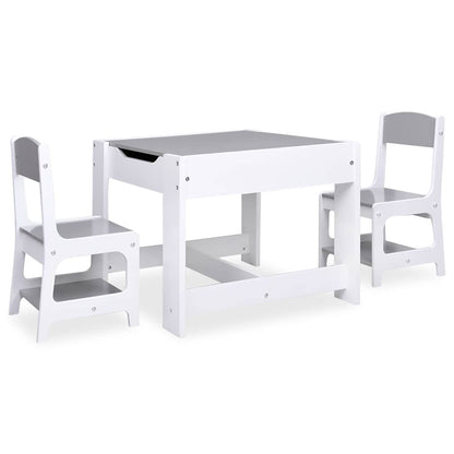 80283 vidaXL Children's Table with 2 Chairs White MDF
