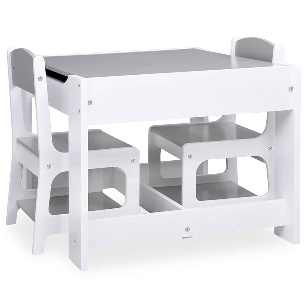 80283 vidaXL Children's Table with 2 Chairs White MDF