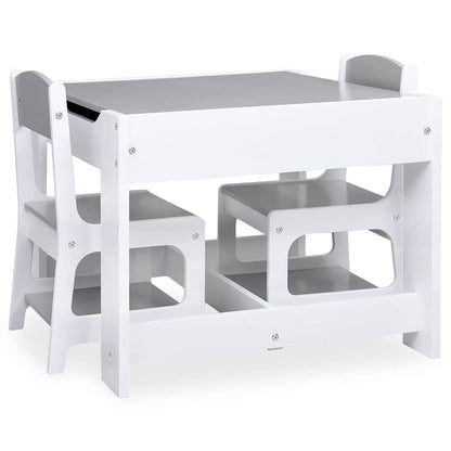 80283 vidaXL Children's Table with 2 Chairs White MDF