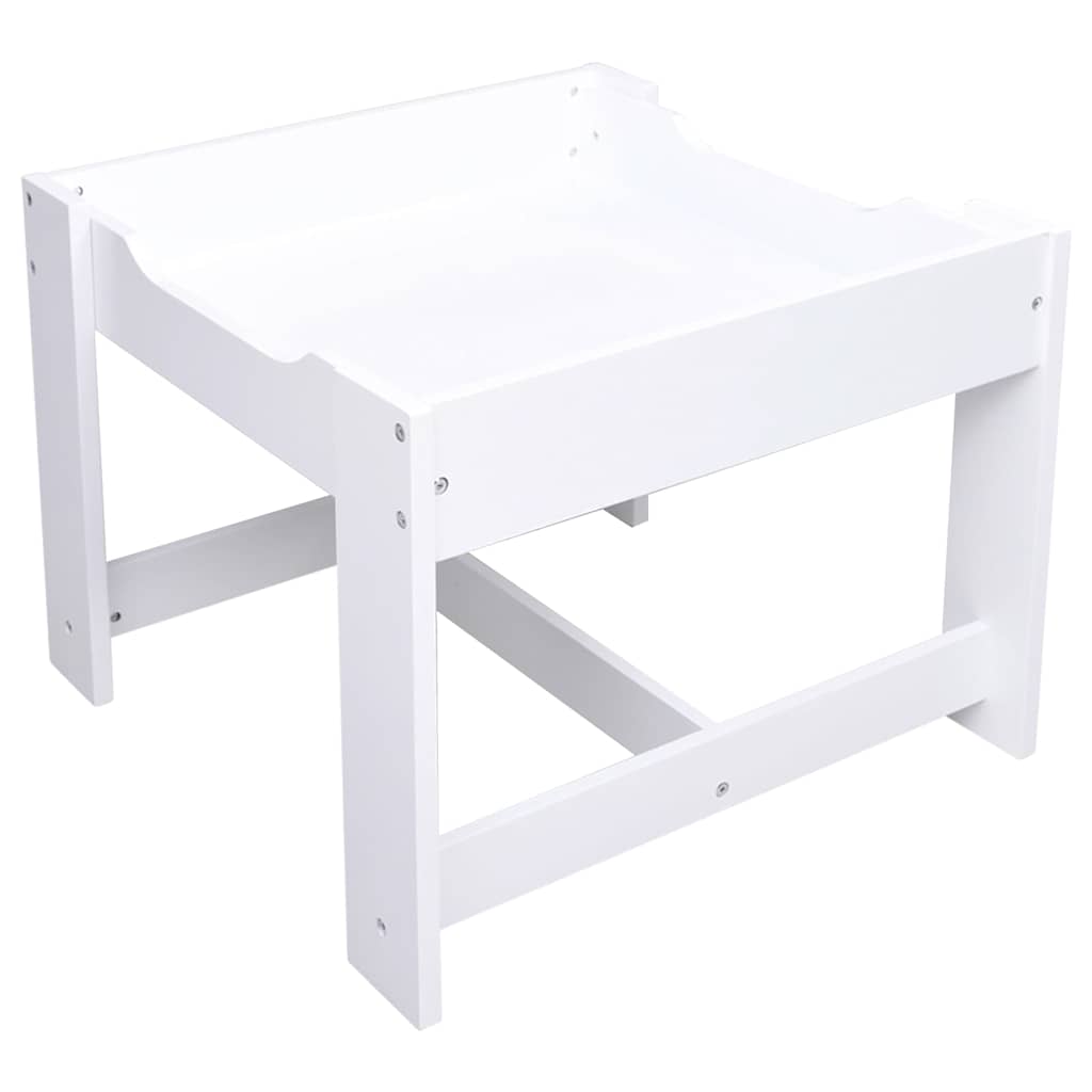 80283 vidaXL Children's Table with 2 Chairs White MDF