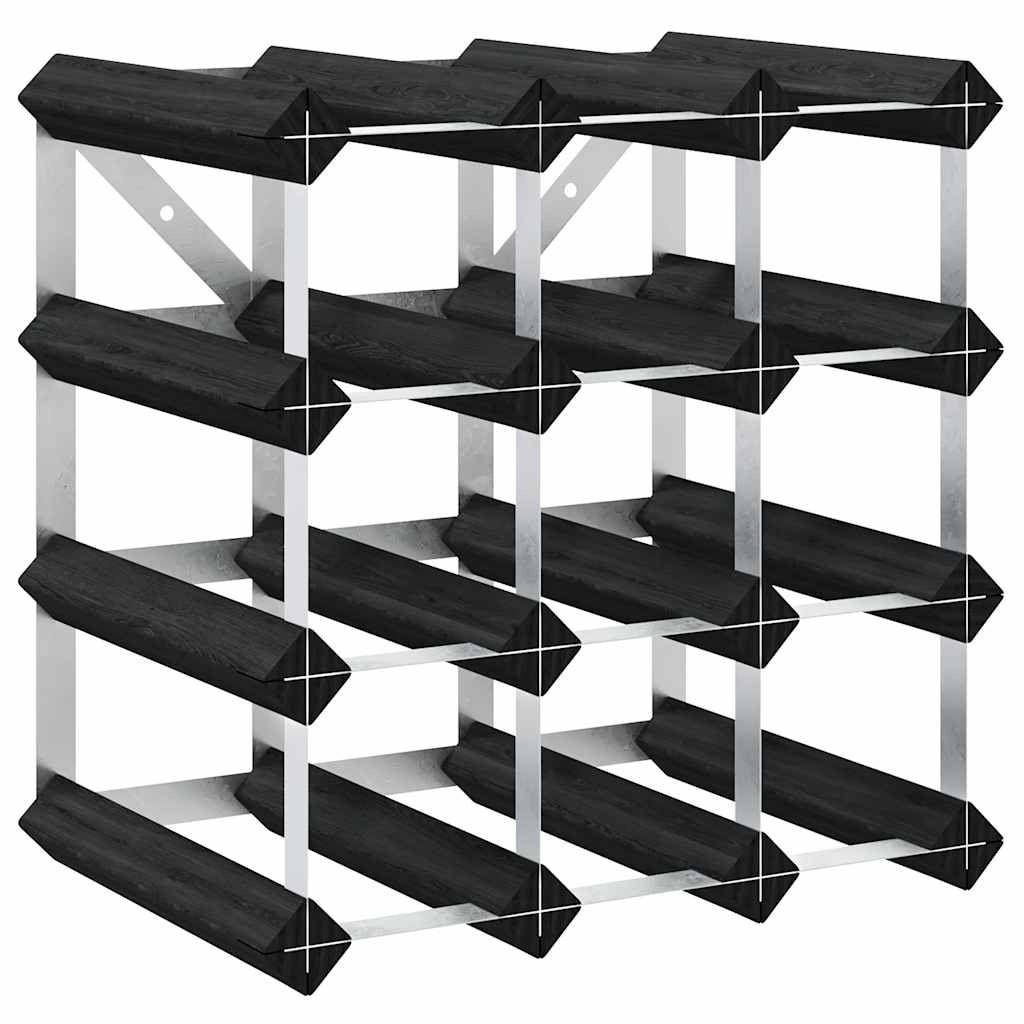 Wine Rack for 12 Bottles Black Solid Pine Wood