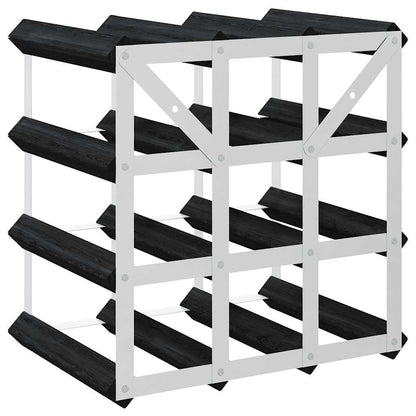 Wine Rack for 12 Bottles Black Solid Pine Wood
