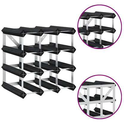 Wine Rack for 12 Bottles Black Solid Pine Wood