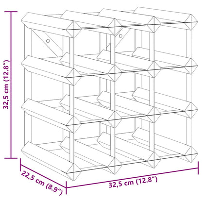 Wine Rack for 12 Bottles Black Solid Pine Wood