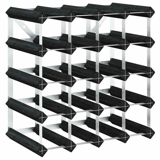 Wine Rack for 20 Bottles Black Solid Pine Wood