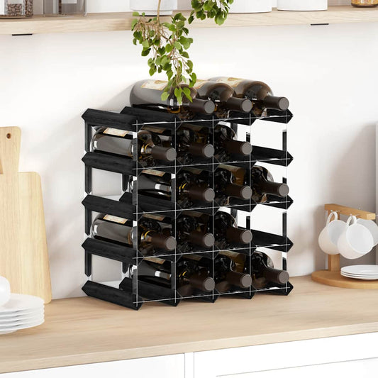 Wine Rack for 20 Bottles Black Solid Pine Wood