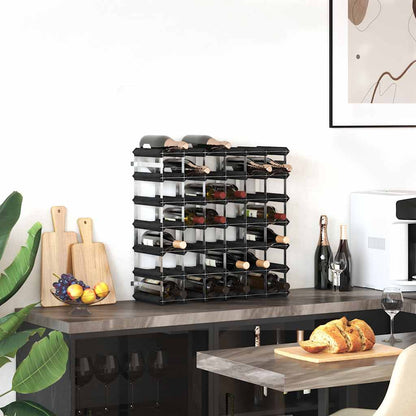 Wine Rack for 42 Bottles Black Solid Pine Wood