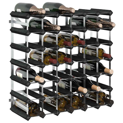 Wine Rack for 42 Bottles Black Solid Pine Wood
