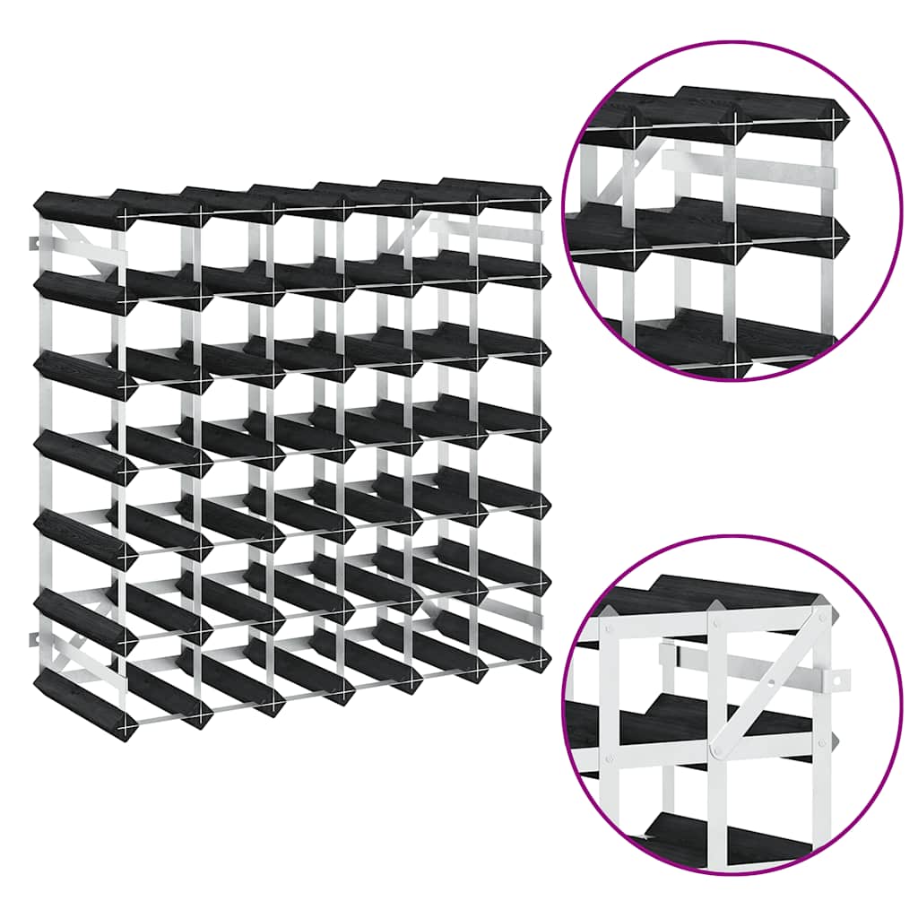 Wine Rack for 42 Bottles Black Solid Pine Wood
