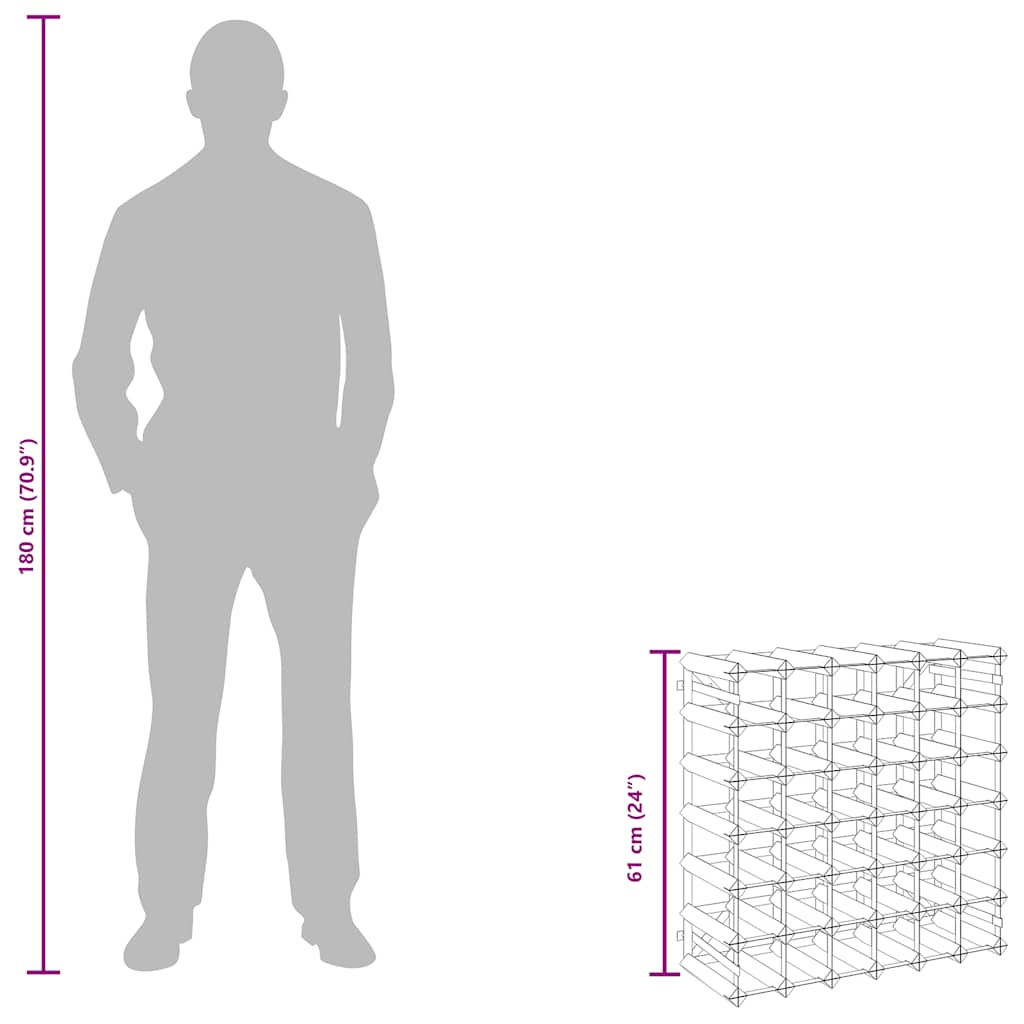 Wine Rack for 42 Bottles Black Solid Pine Wood