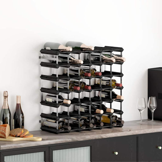 325915 vidaXL Wine Rack for 42 Bottles Black Solid Pine Wood