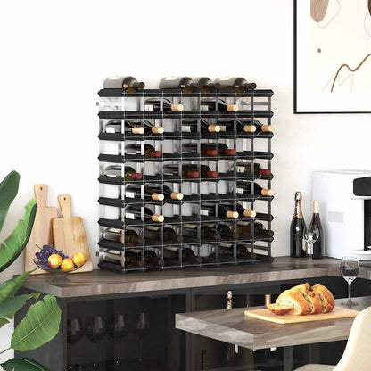 Wine Rack for 72 Bottles Black Solid Pine Wood