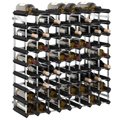 Wine Rack for 72 Bottles Black Solid Pine Wood