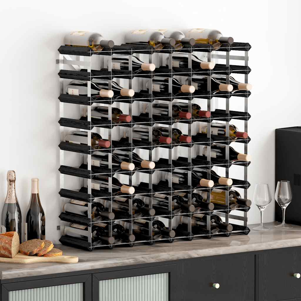 Wine Rack for 72 Bottles Black Solid Pine Wood