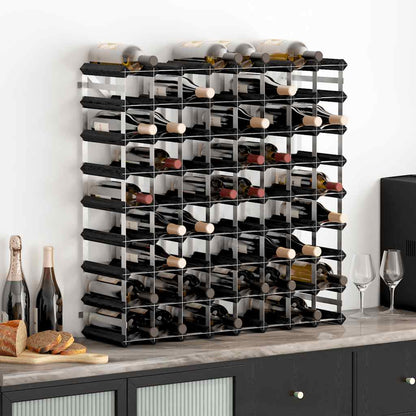 Wine Rack for 72 Bottles Black Solid Pine Wood