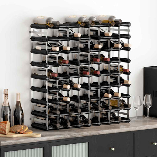 Wine Rack for 72 Bottles Black Solid Pine Wood