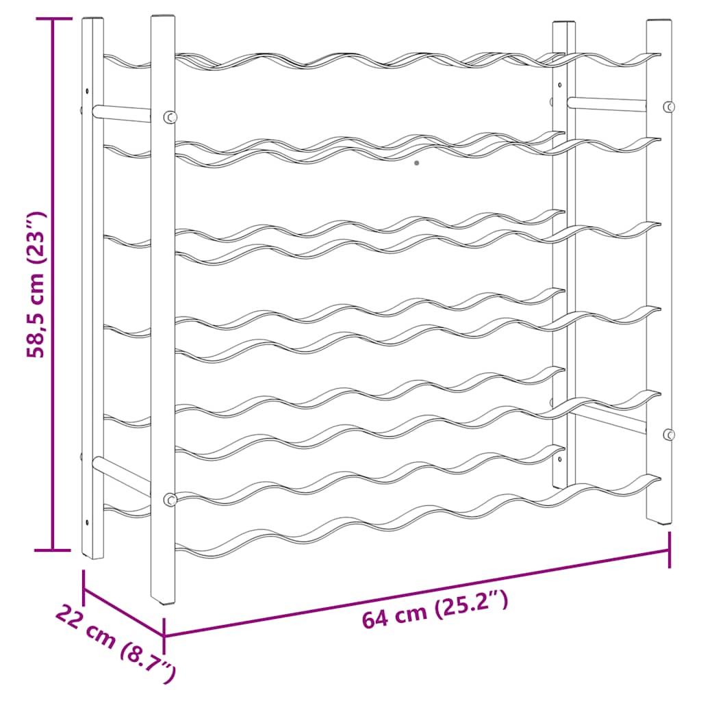 Wine Rack for 36 Bottles Black Iron