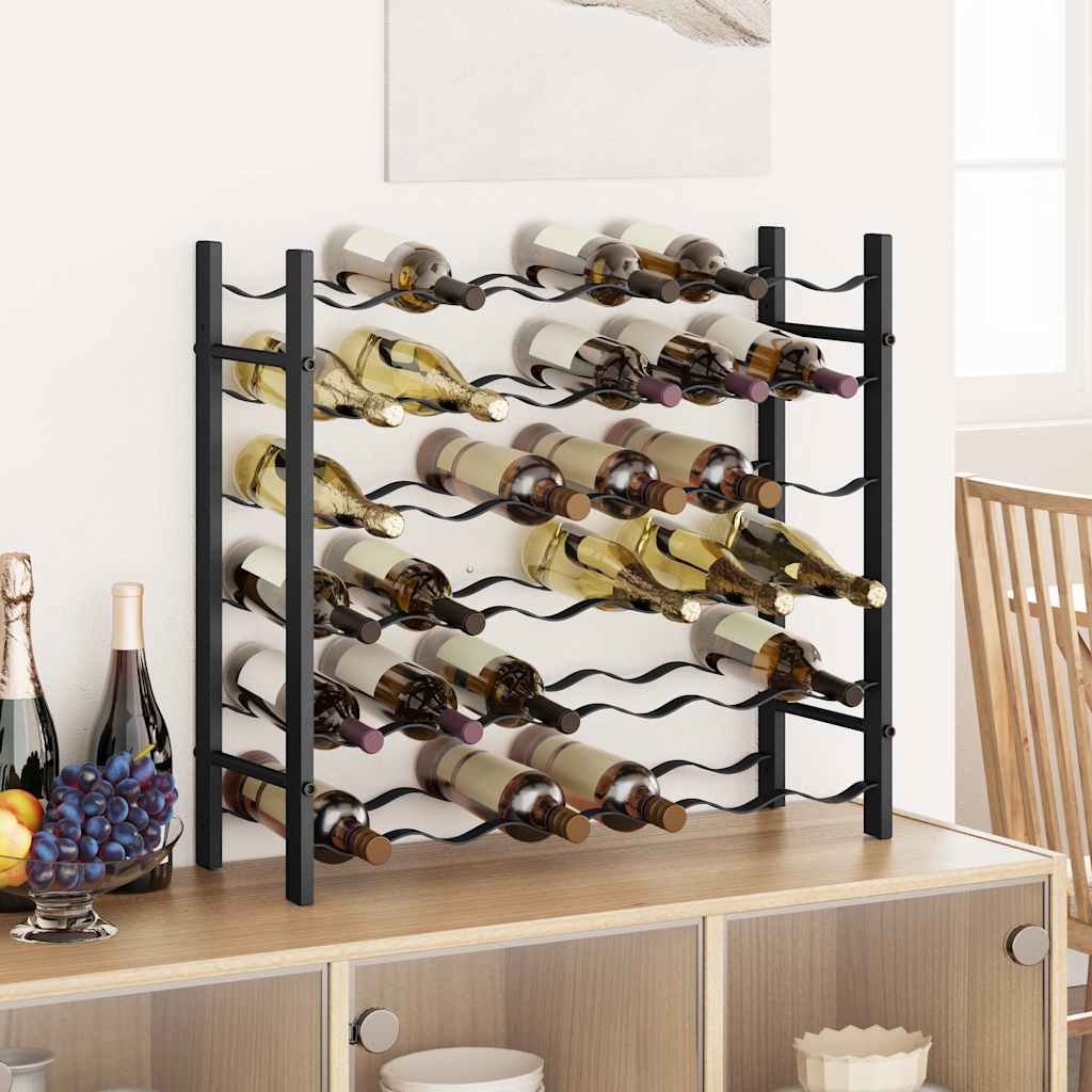 325921 vidaXL Wine Rack for 36 Bottles Black Iron