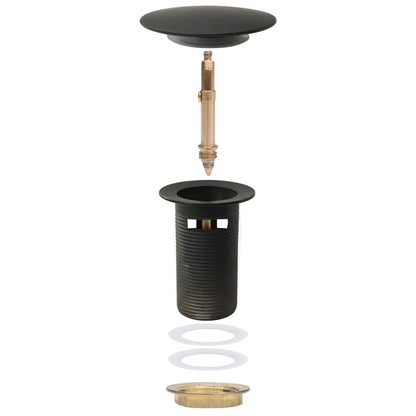 Push Drain with Overflow Function Black 6.4x6.4x9.1 cm