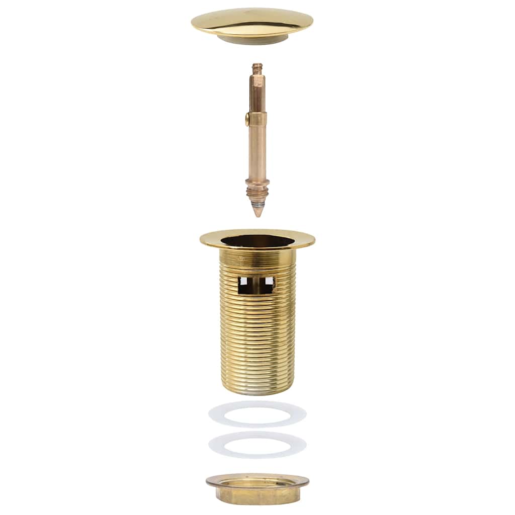 Push Drain with Overflow Function Gold 6.4x6.4x9.1 cm