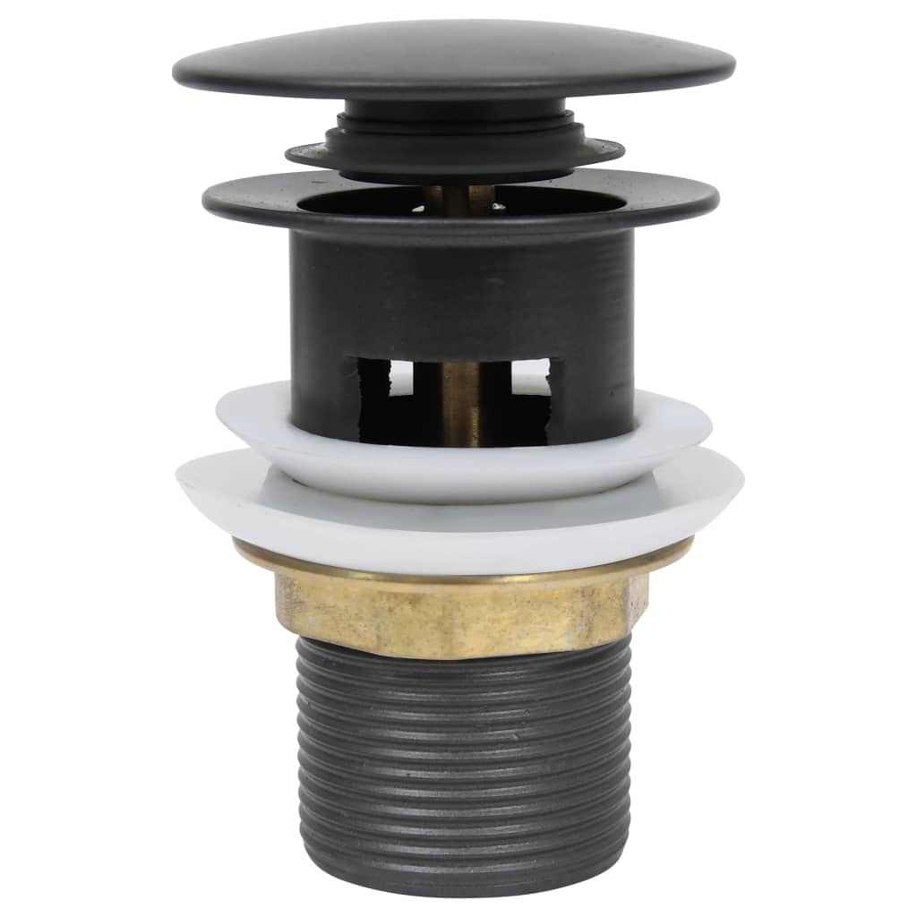 Push Drain with Overflow Function Grey 6.4x6.4x9.1 cm