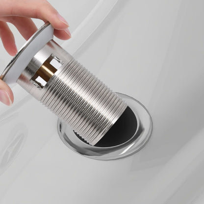 Push Drain with Overflow Function Silver 6.4x6.4x9.1 cm