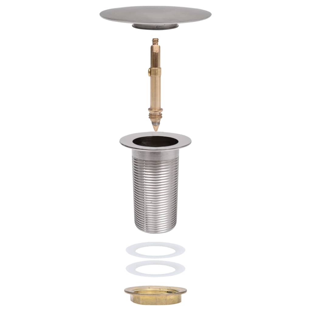 Push Drain without Overflow Function Silver 6.4x6.4x9.1 cm