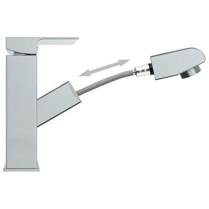 Bathroom Basin Faucet with Pull-out Function Chromed Finish 157x172 mm
