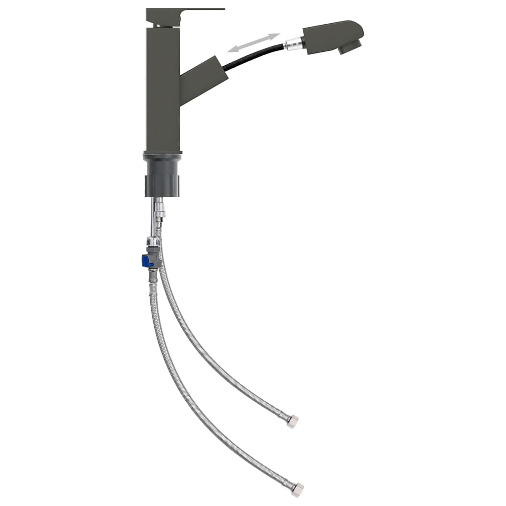 Bathroom Basin Faucet with Pull-out Function Grey 157x172 mm