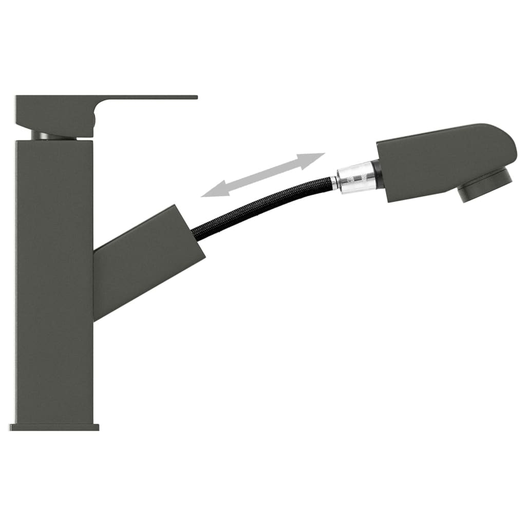 Bathroom Basin Faucet with Pull-out Function Grey 157x172 mm