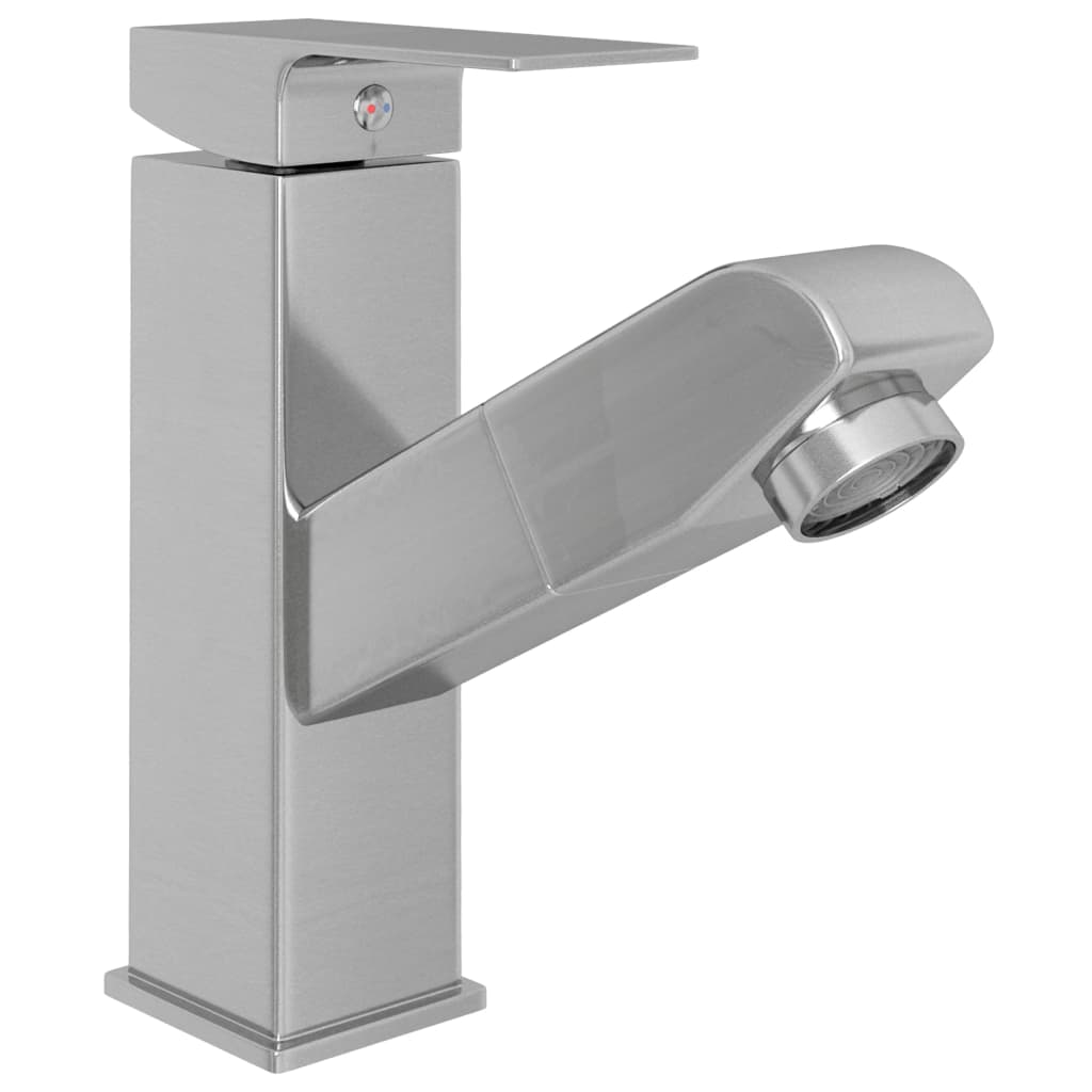 Bathroom Basin Faucet with Pull-out Function Silver 157x172 mm