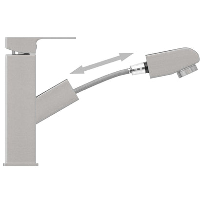 Bathroom Basin Faucet with Pull-out Function Silver 157x172 mm