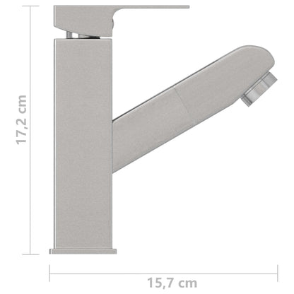 Bathroom Basin Faucet with Pull-out Function Silver 157x172 mm