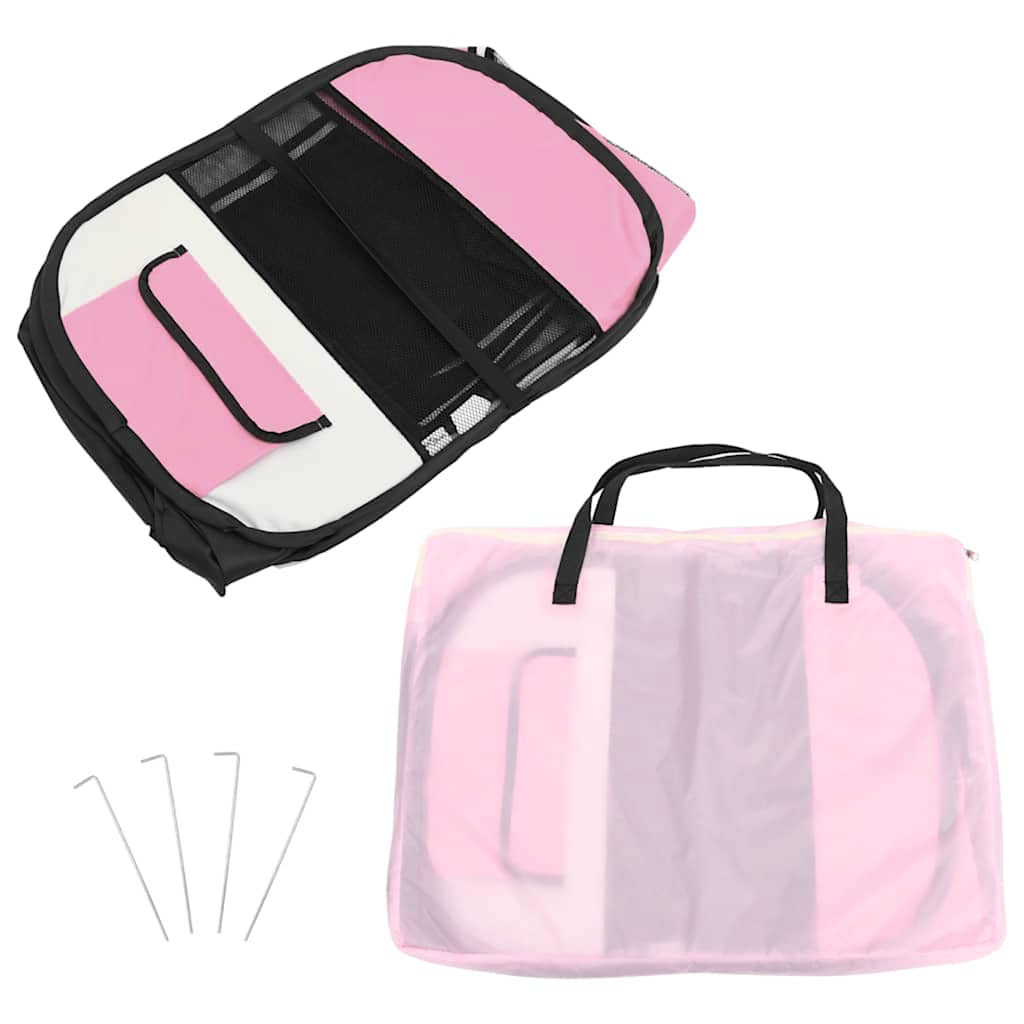 Foldable Dog Playpen with Carrying Bag Pink 125x125x61 cm