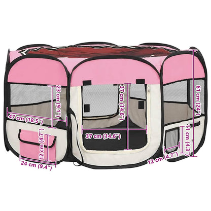 Foldable Dog Playpen with Carrying Bag Pink 125x125x61 cm