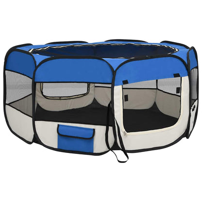 171016 vidaXL Foldable Dog Playpen with Carrying Bag Blue 145x145x61 cm