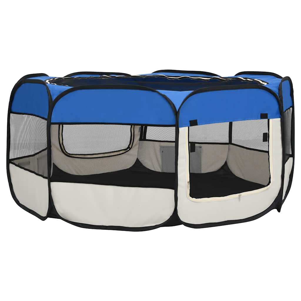 171016 vidaXL Foldable Dog Playpen with Carrying Bag Blue 145x145x61 cm