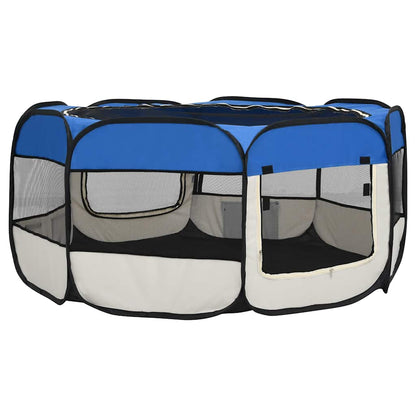 171016 vidaXL Foldable Dog Playpen with Carrying Bag Blue 145x145x61 cm