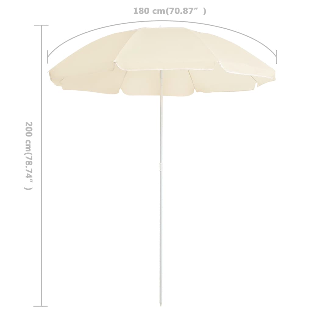 Garden Parasol | Sand | 100% Polyester, Steel | 180 cm diameter